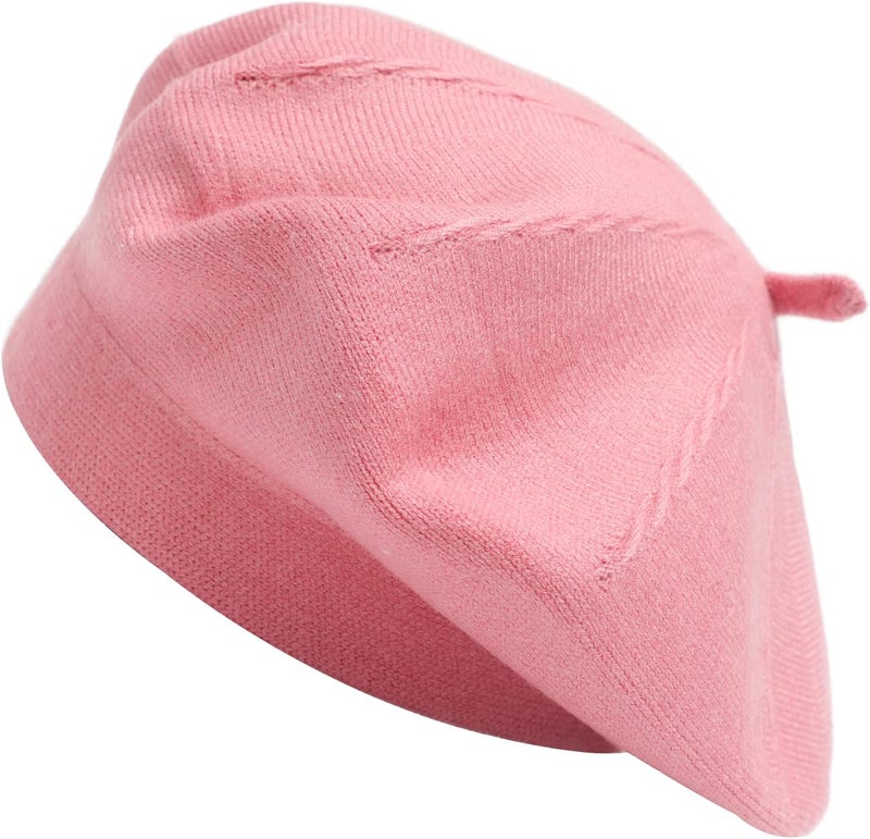 ZLYC French Beret hat, Reversible Solid Color Knit Warm Beret Cap for Womens Girls - Image 1